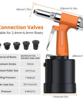 Heavy Duty Pneumatic Rivet Gun Is A Powerhouse Beast With 3924Lbf Pull Force And Five Nosepieces for professional auto repairs.