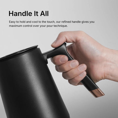 Close-up of handle on Fish Smart Electric Coffee Kettle 600ML Gooseneck Pour Over Kettle For Coffee And Tea With Variable Temperature Control