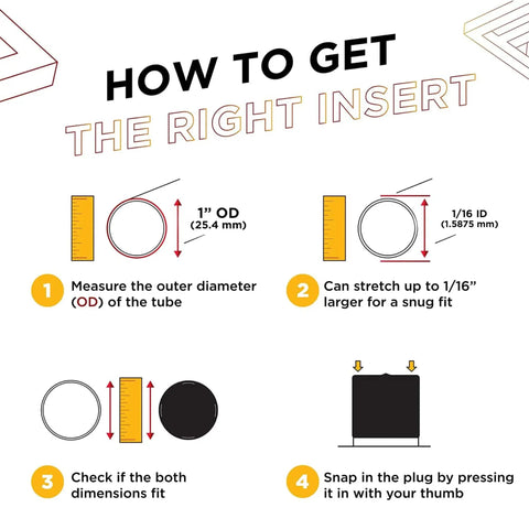 Guide for installing 1 Inch Ribbed Plastic Hole Plugs For 3/4 To 15/16 Inch Round Tubing Black End Caps in 4 steps.