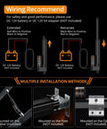 Wiring diagram for Beefy Heavy Duty 12V Linear Actuator Generating 3000N Force with installation options.
