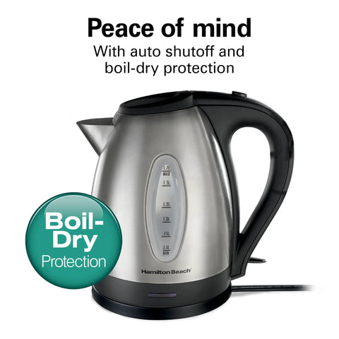 Electric Tea Kettle 1.7 Liter Cordless Boiler With 1500 Watts For Fast Boiling Auto Shutoff And Boil Dry Protection Stainless Steel