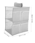 Layered Hanging Storage Bag Slick Nonwoven Closet Organizer With Roomy Pockets, grey, two-tier design, ideal for organizing toiletries and gadgets.