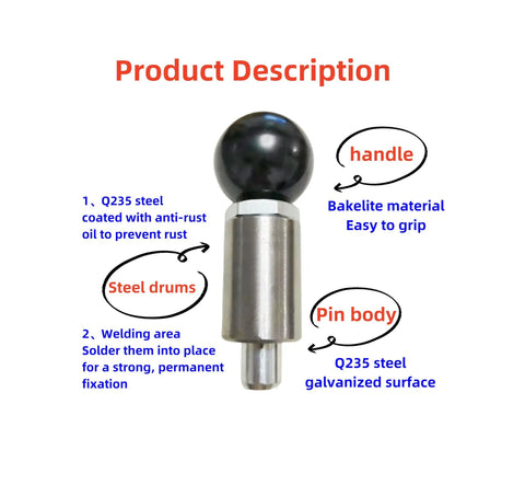 Badass Heavy Duty Spring Loaded Pull Pin With Easy Grip Ball Handle For Quick Release Tool Mounting And Precision Workholding Three Eighth Inch Industrial Grade Steel with Bakelite handle and Q235 steel.