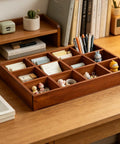 All Natural Wood Sorting Tray With Multi Grid Compartments For Jewelry Beads Craft Supplies Game Pieces And Small Parts Desktop Organizer In Brown Boss Level DIY Friendly Home Office Storage