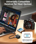 D2 Wireless Shotgun Microphone With Hypercardioid Condenser Pickup connected to laptop and camera, ideal for filmmakers and YouTube
