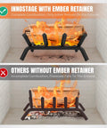 14 Inch Fireplace Log Grate With Ember Retainer Heavy Duty Steel Firewood Rack comparison showing ember retention.