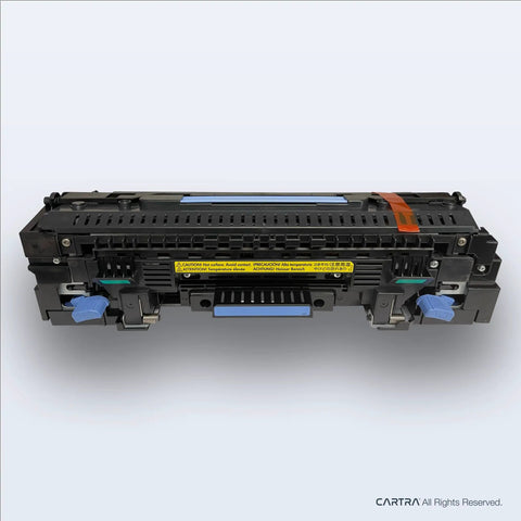 Workhorse Replacement Maintenance Kit Featuring Premium Fuser Rollers And Paper Feed Trays Built To Handle The Daily Grind For HP Laserjet Enterprise M806 And M830 At 110V, showing fuser assembly with safety labels.