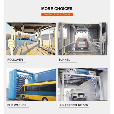 Commercial Fully Automatic Touchless Car Wash Machine With 360 Degree Rotating High Pressure Spray And Fast Air Dry System for various setups.