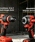 Top Shelf 21V Brushless Cordless Drill And Impact Driver Combo with multi-angle drill and high torque driver.