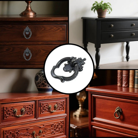 Kick Your Cabinet Digs Up a Level With Rad Vintage Ring Handles, antique zinc ring pull on wood dresser, 57x39mm size.