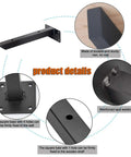 Rock Solid Wall Mounted Shelf Brackets Pack Of Two Heavy Duty Metal Supports Black Steel Finish 12 Inch Arms, detailed views.