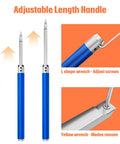 Adjustable length handle in Carbide Tipped Wood Turning Tool Set with Extendable Shafts, featuring assembly instructions.