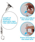 Heavy Duty Picture Hanging Kit With 1.5 Meter Adjustable Stainless Steel Cable And 6 Piece Wire Rope Suspension For Artwork Frames And Gallery Walls Built Tough With Rock Solid Grip showing 1.5m wire rope and adjustment detail.
