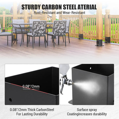 Beefy 6x6 Post Base Deck Brackets Kit For 5.75x5.75 Lumber Powder Coated Steel Anchors With Hardware 4 Or 8 Pack Rust Resistant Interior Base For Fence Pergola Gazebo Mount