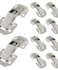 Ninety Degree Surface Mount Hidden Cabinet Hinge No Pre Drilled Concealed Hinges For Kitchen Cupboard Doors Set Of 10 In Cold Rolled Steel With Nickel Finish Durable Frameless Cabinet Hardware.
