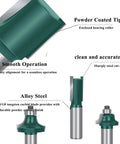 Detailed view of Router Bit Set Half Inch Shank 41 Piece Panel Ogee Door Rail Stile Cabinet Router Bits with carbide tips.