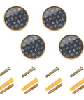 Gold Cartoon Doodles Drawer Knobs Four Pack Round Cabinet Knobs Pulls with screws and anchors