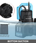 Automatic Submersible Sump Pump One Third HP 2400 GPH Portable Water Removal Transfer Pump With Sixteen Point Four Ft Cord displayed underwater