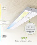 Swivel LED Under Cabinet Lighting Kit 24 Inch Plug In Or Hardwired Dimmable With 3CCT 2700K 4000K shown with color switch