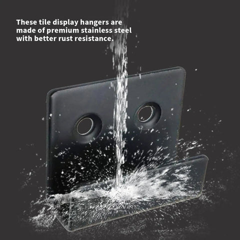 Heavy Duty Tile Display Wall Mount Hooks Rock Solid For Home Decor Black Coated Steel Pack Of Ten with rust resistance feature shown.
