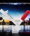 Beefy Lever Clamp Quick Release 500 Lbs Heavy Duty Clamp For Metalworking And Parts Clamping 227Kg Capacity Easy Install Four Flat Double Rocker Design For Stable Support, vertical toggle clamp with red handle