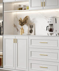 Modern kitchen with 20 Pack Gold Adjustable Drawer Pulls For Cabinets And Drawers, 1 To 4 Inch Center-To-Center Hole Spacing, Easy Install.