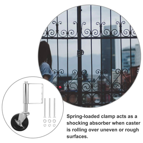 Heavy Duty Spring Loaded Steel Gate Caster Wheel Built Damn Tough To Handle Seventy Five Kilograms with spring-loaded clamp for smooth rolling.