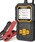 Top Shelf Plug And Play Car Battery Tester For 12V And 24V Vehicles With Heavy Duty Cca Scanning featuring a clear display and clamps.