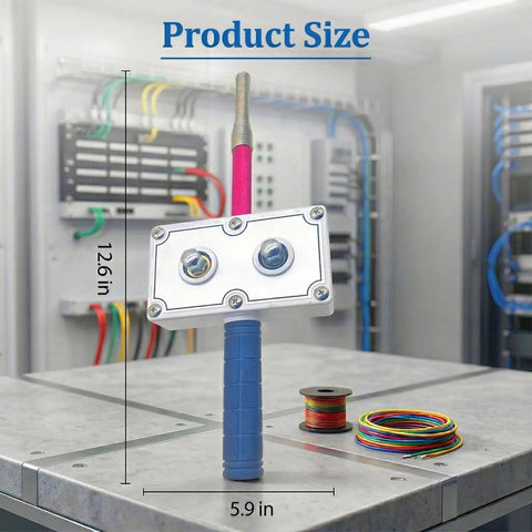 Ultimate Drill Powered Wire Puller For Electricians: Compact size shown with dimensions, ideal for cable pulling tasks.