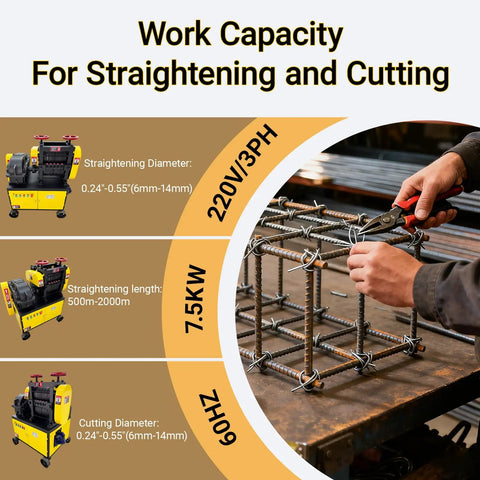 Heavy Duty Rebar Straightening And Cutting Machine 6 To 14mm Scrap Rebar Straightener with user cutting steel bars