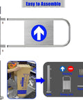 Spring Loaded Safety Swing Gate With Self Closing Metal Barricade Door For Warehouse Aisles and Retail Entries featuring pole and swing arm assembly.