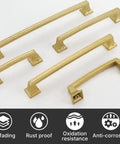 Gold Cabinet Handles Set 10 Pack 5 Inch Hole Center Drawer Pulls Modern Square Dresser Handles Zinc Alloy Rust Resistant Durable