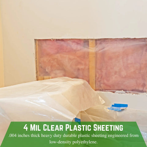 Super Durable 4 Mil Thick Clear Plastic Sheeting Roll Measuring 8 Feet By 100 Feet Heavy Duty Polyethylene Film Ideal As Vapor Barrier