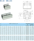 Linear Bearing Slides Kit For CNC Parts And 3D Printers With SBR10UU SBR12UU SBR13UU SBR16UU Units, Pro Grade Precision Linear Rails For Smooth Motion, High Quality CNC Machine Tool Upgrades, 10 Pieces. dimensions chart with SBR10UU and SBR16UU bearing blocks
