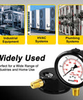 Stainless Steel Liquid Filled Pressure Gauge 0-100 PSI, 2.5 Inch Dial for HVAC and Industrial Use