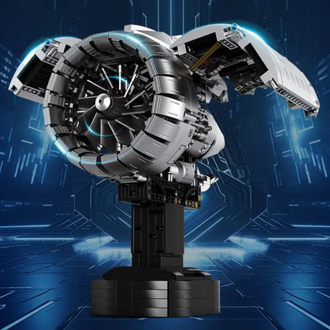 Turbofan Jet Engine Building Brick Set That Really Runs, 1813 Pieces to Build Your Own MOC Engine on display