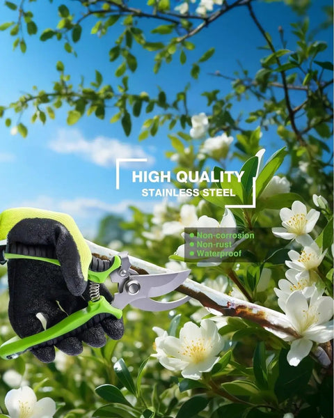 4 Pack Titanium Bypass Pruning Shears With Ergonomic Grips And Stainless Blades cutting tree branch
