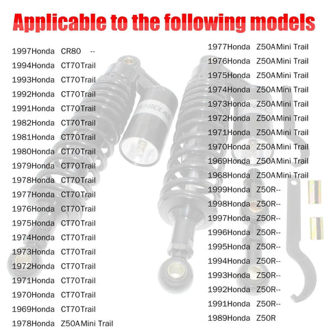 Pair 320mm Motorcycle Shocks Universal Rear Air Shock Absorbers For Off Road Bikes Street Bikes ATVs 150cc-750cc Center Distance