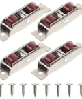 Heavy Duty Stainless Steel Double Roller Sliding Window Sash Pulley Track Wheels with screws, pack of four, smooth glide action.