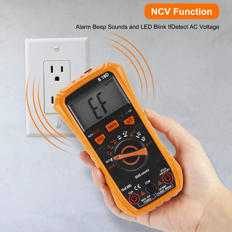 Person using Versatile Digital Multimeter Tester For Home Auto And Industrial Use Handy Volt Meter For AC DC Voltage Current