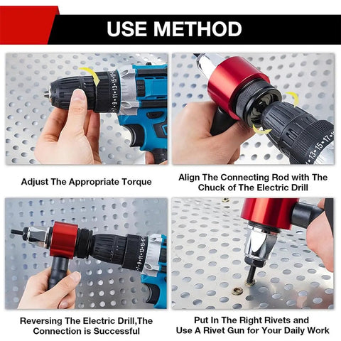 Heavy Duty M3 Through M8 Electric Rivet Gun Adapter Kit With Hardcase Storage For Auto Shop And Diy Fabrication Work, using torque adjustments.