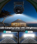 Ultra Durable 24000mAh Rechargeable Camping Fan With LED light in tent, night scene, soft adjustable lighting