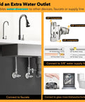 Three Eighths Inch Brass Compression Angle Stop Valve With Tee Connector For Water Supply Lines Dishwasher And Commercial Sink Faucets No Nonsense Lead Free Chrome Finish Easy Install Pack Of One shown with installation uses