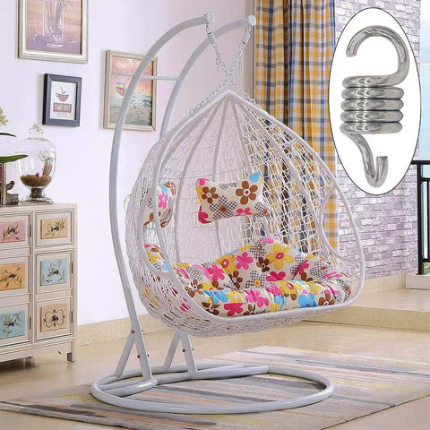 Heavy Duty Porch Swing Springs 2 Pack 750Lbs Each Total 1500Lbs Capacity For Ceiling Mount Indoor Outdoor Hammock Chair Suspension Hangers Premium Steel Construction With Shock Absorbing Coils For Smooth Swing displayed with hanging chair