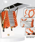 Electric Pull Down Attic Ladder With Telescoping Hidden Loft Stairs, Smooth Glide Action, Legit Sturdy Construction At 1102 Lbs Capacity, Heavy Duty As Heck For Daily Home Use Essentials showing retractable steps and safety features.