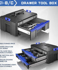 Five Tier Stackable Rolling Toolbox With Wheels And Drawers, Modular Tool Organizer For Garage And Home, Large Capacity