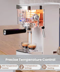 20 Bar Professional Espresso Machine With Milk Frother Steam Wand Compact Latte And Cappuccino Maker Adjustable Shot Volume White Finish perfect for precise temperature control