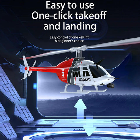 C138 Remote Control Helicopter One Thirty Three Scale Bell 206 Chopper with one-click takeoff feature in action, indoors