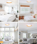 Dope 16.5 Inch Dimmable LED Flush Mount Ceiling Light Matte White With Gold Interior 3000K Warm White in bedrooms