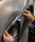 Heavy Duty Adjustable Wheel Arch Scriber And Garage Ready Automotive Body Line Gauge For Precise Panel Layouts in use on a fender.